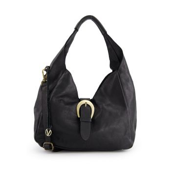 Geanta dama  shopper - piele naturala - neagra - 27x44x15cm - 3 buzunare interioare - curea detasabila 103cm