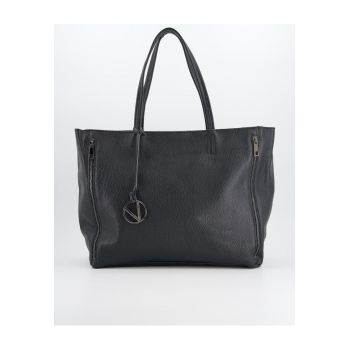 Geanta dama  shopper - piele naturala - neagra - 37x29x13cm - lungime manere 49cm