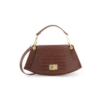 Geanta de dama  Bucket din piele naturala - maro - 29x16x9cm - cu manere si curea detasabile