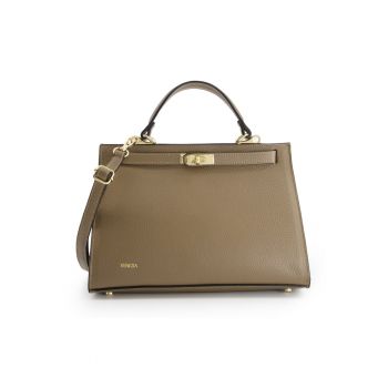 Geanta de dama  Bucket din piele naturala - neagra - 31x22x13cm - cu manere de 30cm si curea detasabila de max. 120cm.