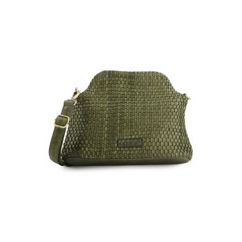 Geanta de dama  Messenger din piele naturala verde - dimensiuni 20x26x8cm - cu curea detasabila de max. 128cm