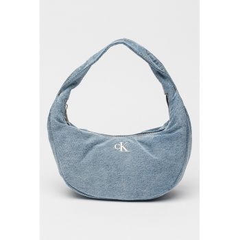 Geanta de denim in forma de semi-luna