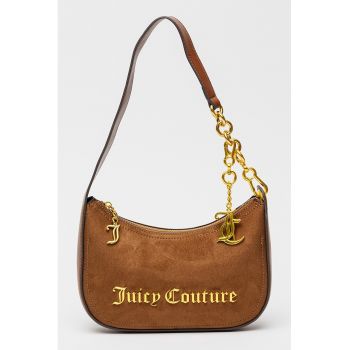 Geanta de piele intoarsa sintetica cu bareta de umar si logo Jasmine