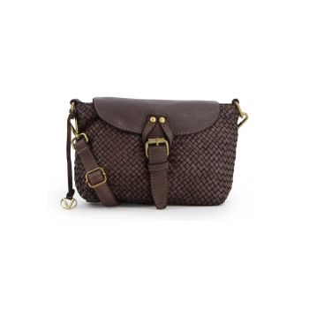 Geanta de umar din piele naturala  17x21x7cm - cu curea detasabila - 2 buzunare interioare