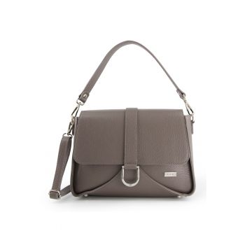 Geanta de umar -  gri - piele naturala - 19x28x10cm - 3 buzunare interioare - 1 buzunar exterior