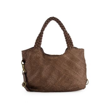 Geanta de umar  maro - piele naturala - 30x50x15cm - 3 buzunare interioare - curea detasabila 104cm