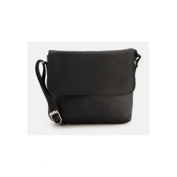 Geanta de umar  model Messenger - piele naturala - neagra - 18x20x5 -5cm - cu 2 buzunare interioare si 2 exterioare.