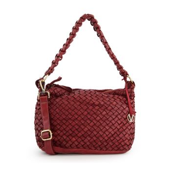 Geanta de umar pentru femei -  bordeaux - piele naturala - 38x23x12cm - curea detasabila 60cm