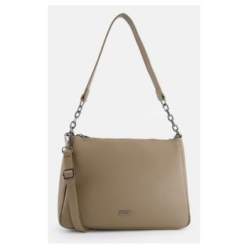 Geanta de umar  piele naturala - bej - 31x22x10cm - cu 2 buzunare interioare - curea detasabila max 120cm
