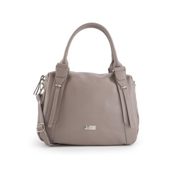 Geanta de umar -  piele naturala - gri - 31x37x13cm - 3 compartimente interioare - curea detasabila 117cm