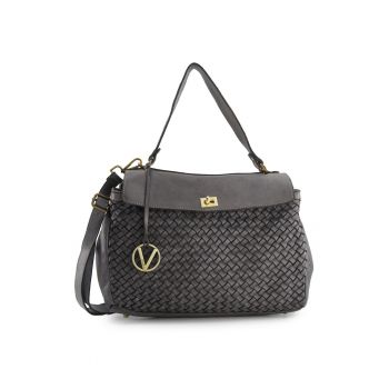 Geanta de umar -  piele naturala - gri - 38x23x10cm - curea detasabila max 116cm - elemente metalice aurii