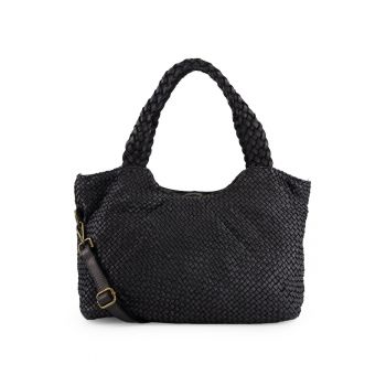 Geanta de umar -  piele naturala - neagra - 30x50x15cm - 3 buzunare interioare - curea detasabila 104cm