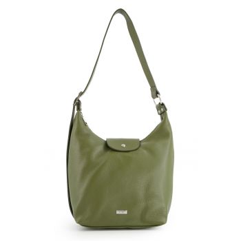 Geanta de umar -  piele naturala - verde - 31x24x10cm - 2 buzunare interioare