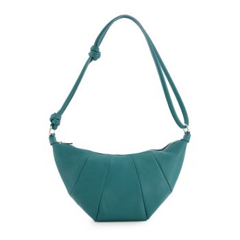 Geanta de umar  piele naturala - verde - 32x17x6cm - curea 115cm - 2 buzunare interioare