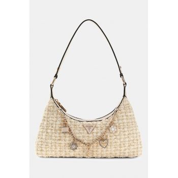 Geanta din amestec de lana cu bareta de umar si talismane detasabile Everlee