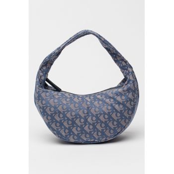 Geanta in forma de semiluna cu bareta de umar si monograma