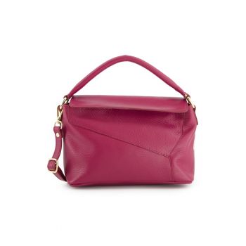 Geanta messenger dama  piele naturala - bordou - 15x24x11cm - curea detasabila - 1 buzunar interior - 1 buzunar exterior