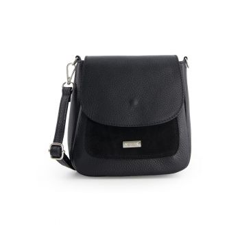 Geanta messenger  din piele naturala -19x20x7cm - cu 1 buzunar interior si 2 exterioare - curea detasabila