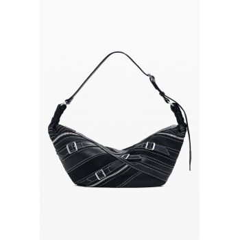 Geanta semiluna din piele ecologica cu model cu catarama