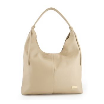 Geanta shopper dama  piele naturala - 3 buzunare interioare - bej - 44x44x5cm