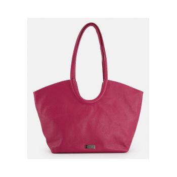 Geanta shopper din piele naturala -  bordo - 29x44x10cm - 2 buzunare interioare