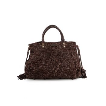 Geanta shopper  din piele naturala - maro - 27x40x10cm - 3 buzunare interioare