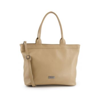 Geanta shopper  din piele naturala - maro - 29x33x14 -5cm - cu 3 buzunare interioare - curea detasabila 119cm