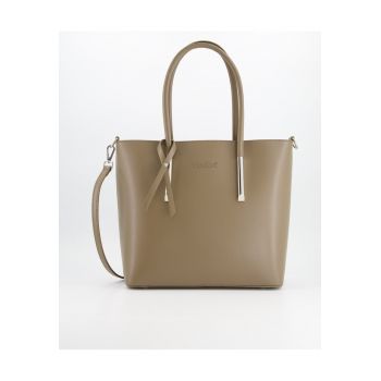 Geanta shopper  maro - piele naturala - 29x30x12cm - cu 3 compartimente interioare - curea detasabila 121cm