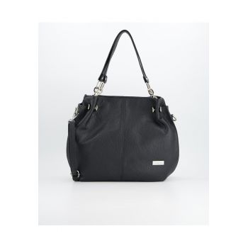 Geanta shopper neagra  piele naturala - 3 compartimente - dimensiuni 30x29x12cm - curea detasabila 113cm