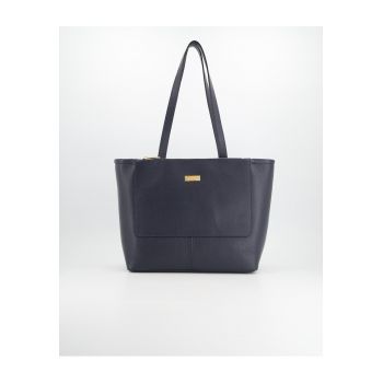 Geanta shopper  piele naturala - albastru marin - 28x32x13cm - 2 buzunare interioare - 2 buzunare exterioare