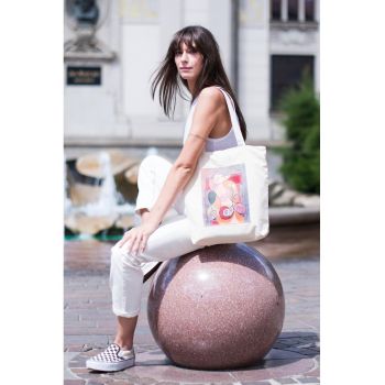 Geanta tote bag cu imprimeu foto Borgo