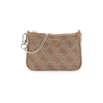 Portofel de piele ecologica cu model monograma si bareta din lant