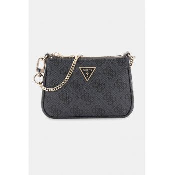 Portofel de piele ecologica cu model monograma si bareta din lant