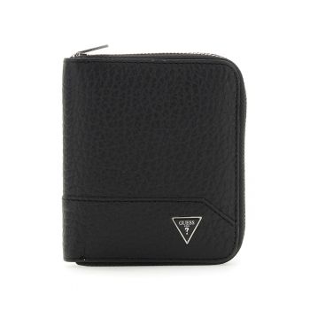 Portofel din piele cu logo metalic