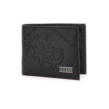 Portofel din piele cu logo metalic