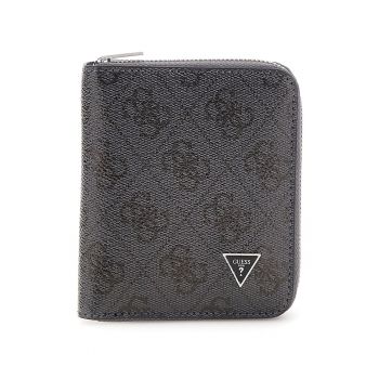 Portofel din piele cu logo si fermoar