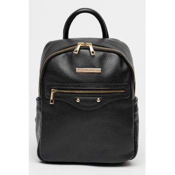 Rucsac de piele cu aplicatie logo