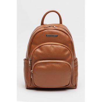 Rucsac din piele cu buzunare exterioare