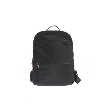 Rucsac negru cu design functional si fermoare aurii