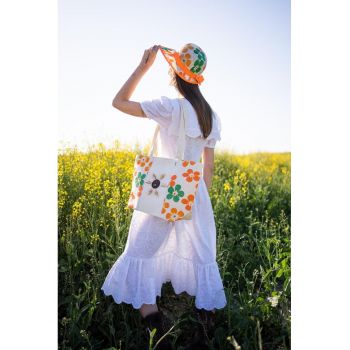 Set de geanta cu imprimeu floral si palarie