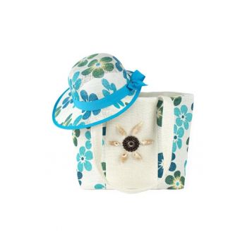 Set de geanta cu imprimeu floral si palarie