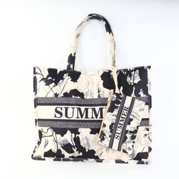 Geanta alb-negru de plaja Syra