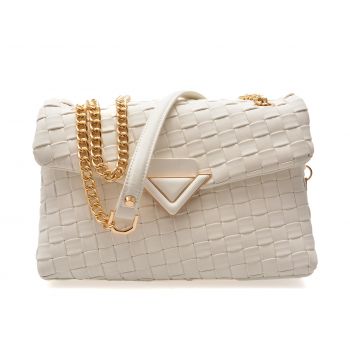 Geanta ALDO alba, SOFTWOVEN 100, din piele ecologica