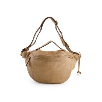 Geanta crossbody dama  piele naturala - maro - 19x37x3cm - curea reglabila max 71cm