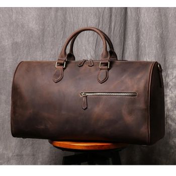 Geanta de calatorie unisex, Evren GT3302, piele naturala, Maro inchis