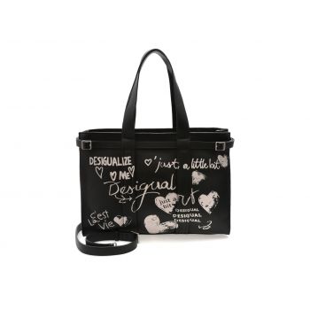 Geanta DESIGUAL neagra, WAXPA5, din piele ecologica