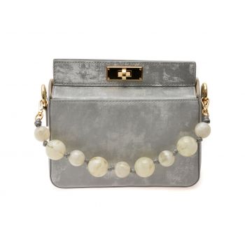 Geanta EPICA argintie, 400813, din piele naturala