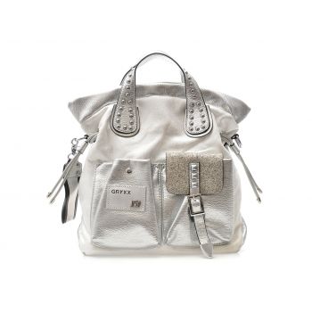 Geanta GRYXX argintie, 64148, din piele ecologica