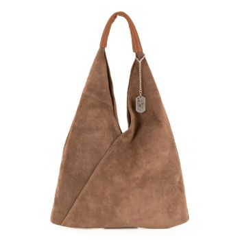 Geanta hobo din piele intoarsa