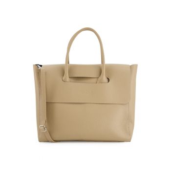 Geanta shopper maro  piele naturala - 29x35x12cm - curea detasabila 113cm